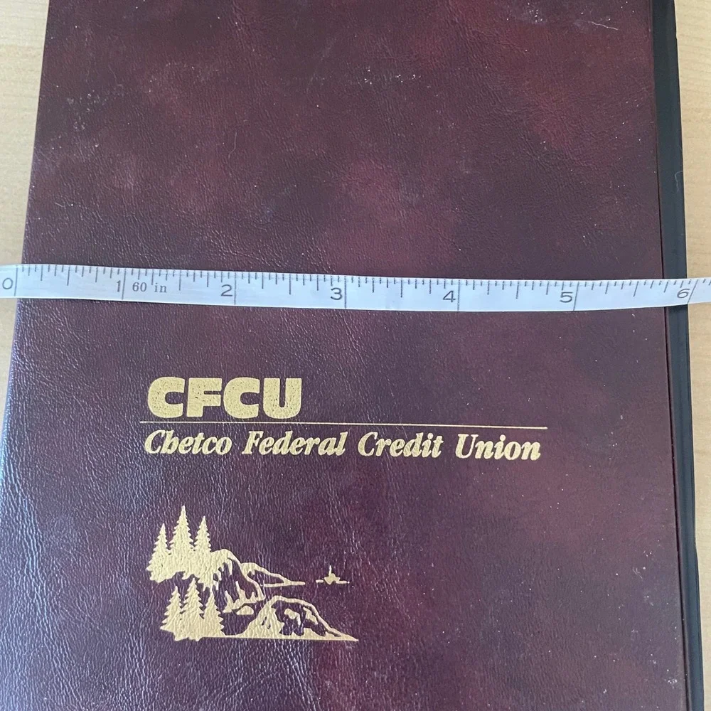 VTG Hazel USA Chetco Federal Credit Union Faux Leather Folder NotePad Holder 6x8